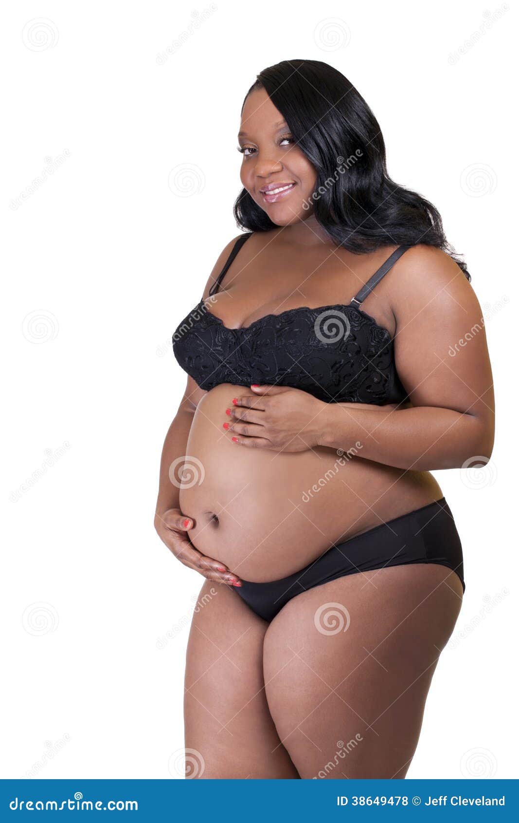 Pregnant African American Woman Bra Panties Stock Photo - Image of