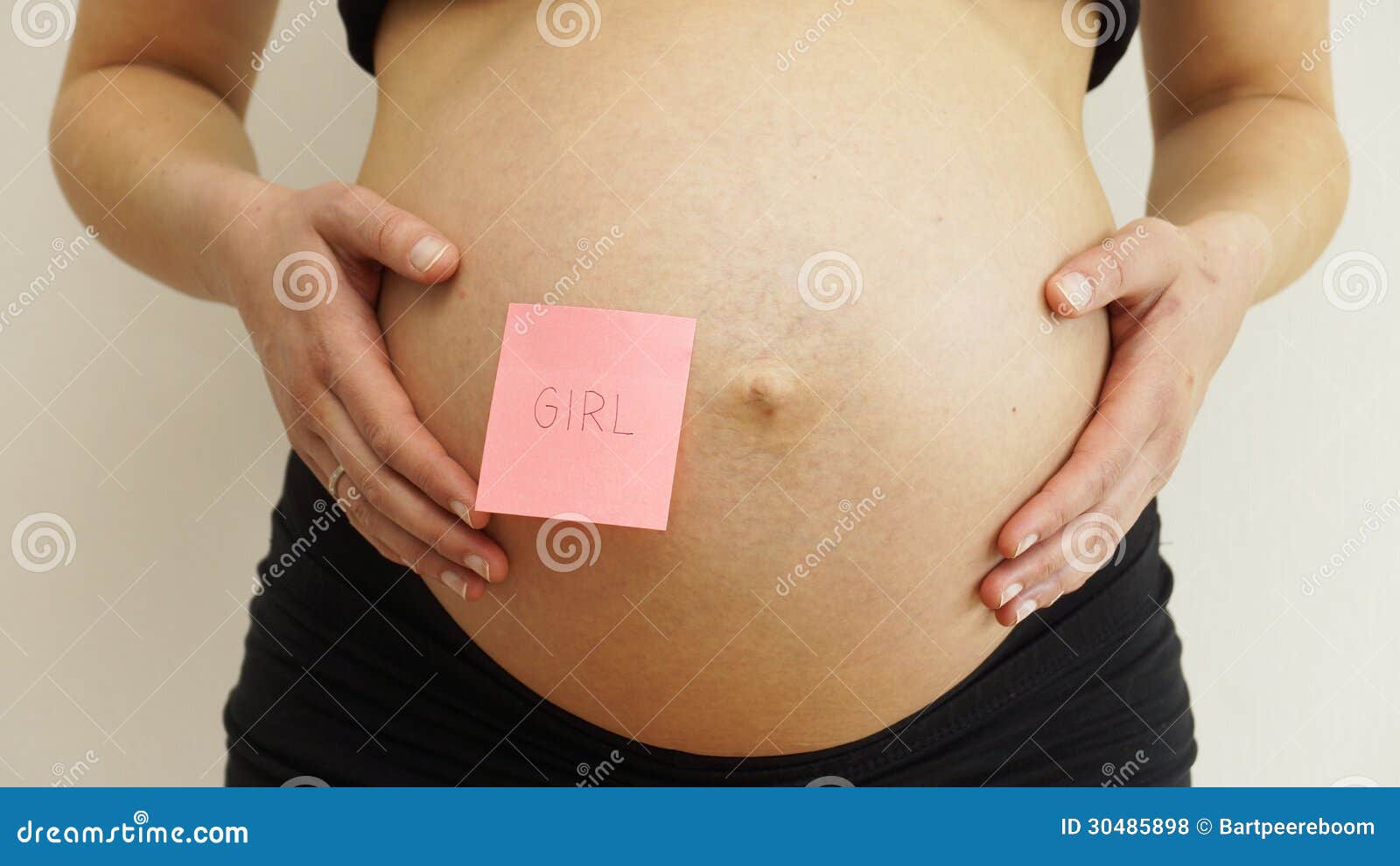 Pregnant Woman in Underwear with Stick Notes Stock Image - Image