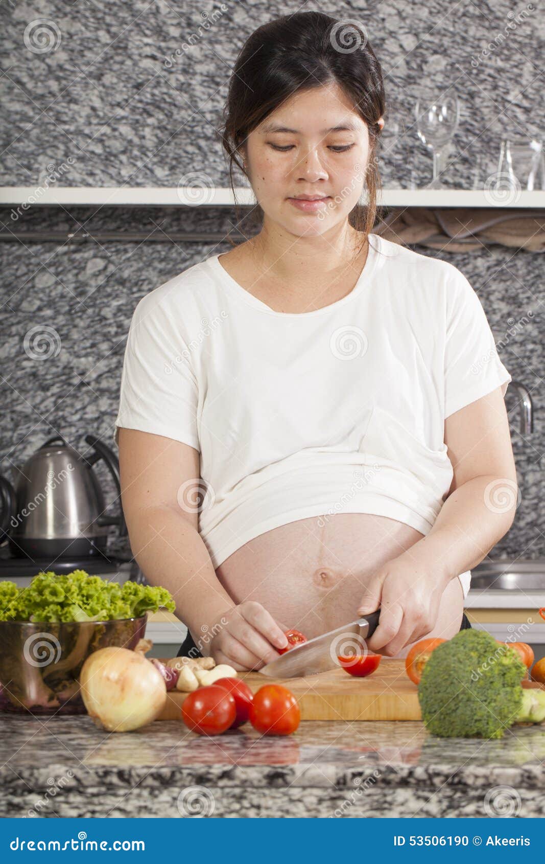 Pregnant cook stock photo. Image of salad, pretty, meal ...