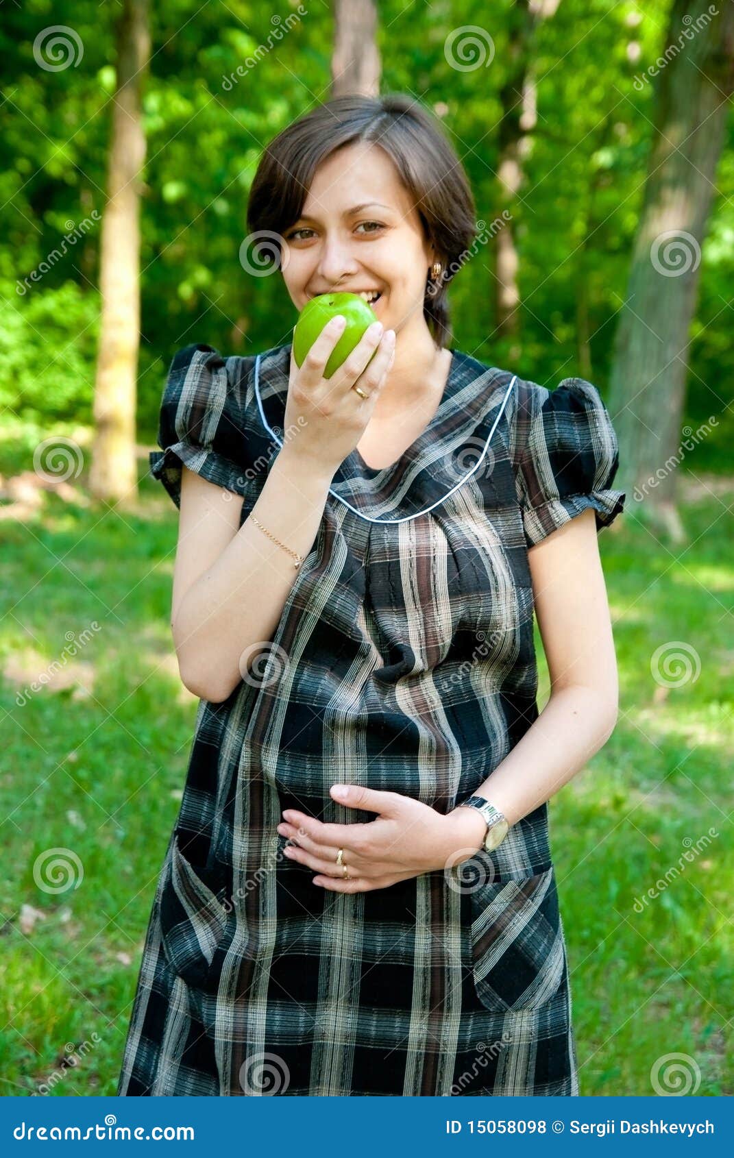 Pregnant eating apple stock photo. Image of healthy, juicy 15058098