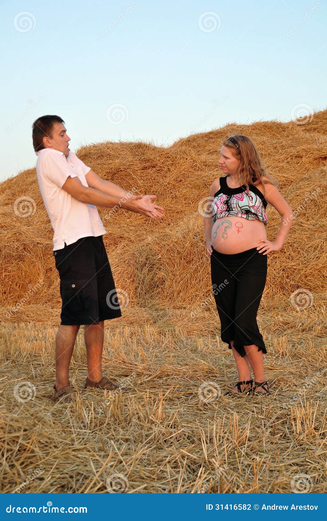 the pregnant girl and the guy on a mow