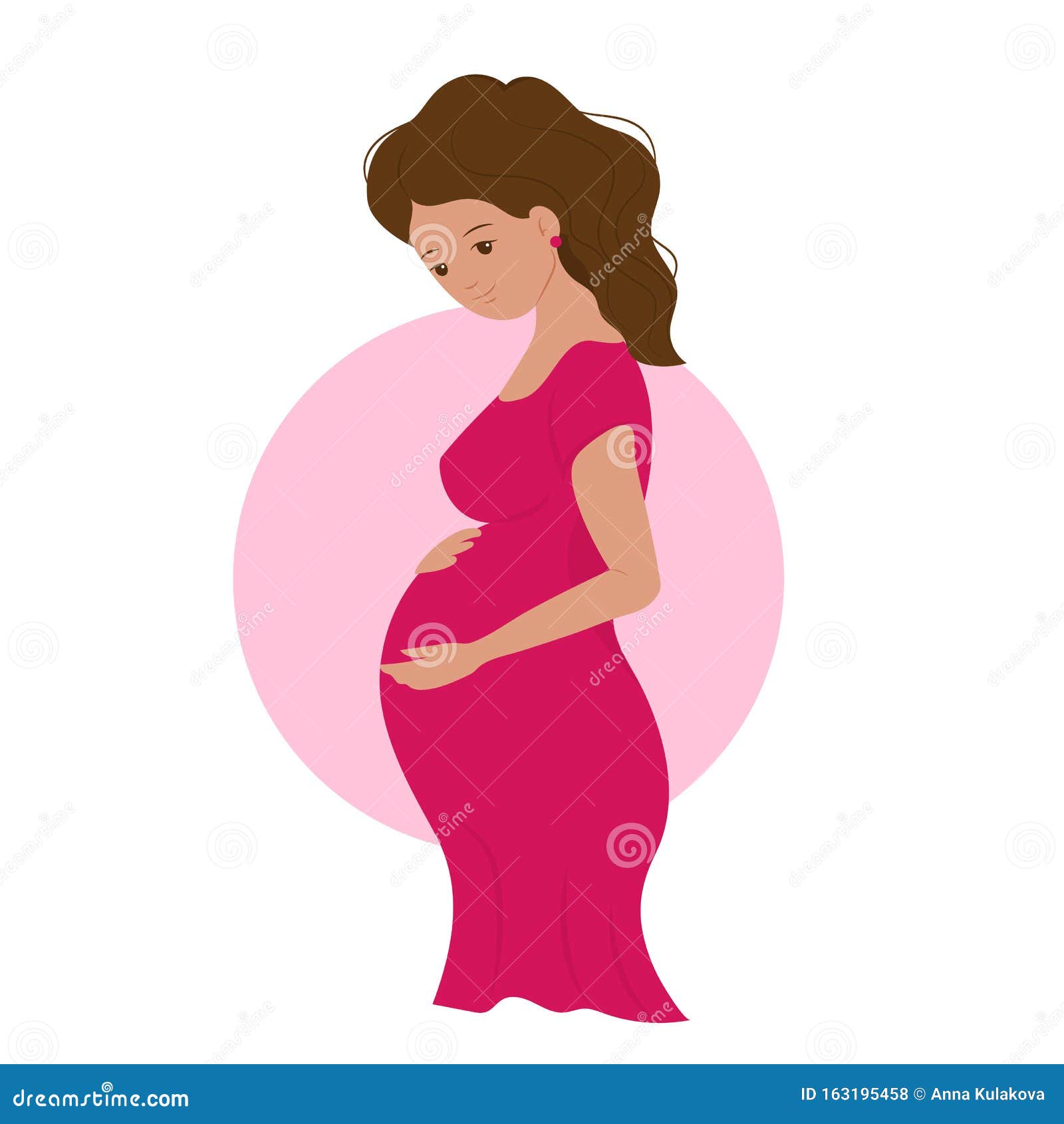 Pregnant Happy Woman with a Baby in Her Belly, Future Mother Laught, Cartoon  Character, Pretty Lady with Love To Her Motherhood. Stock Illustration -  Illustration of diet, belly: 163195458