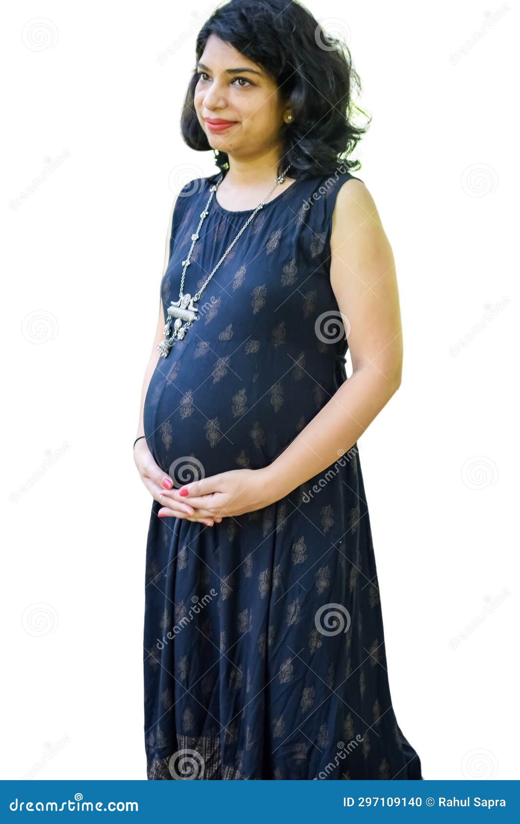 A Pregnant Indian Lady Poses for Pregnancy Shoot and Hands on Belly with  White Background, Indian Pregnant Woman Puts Her Hand on Stock Photo -  Image of body, attractive: 297109140