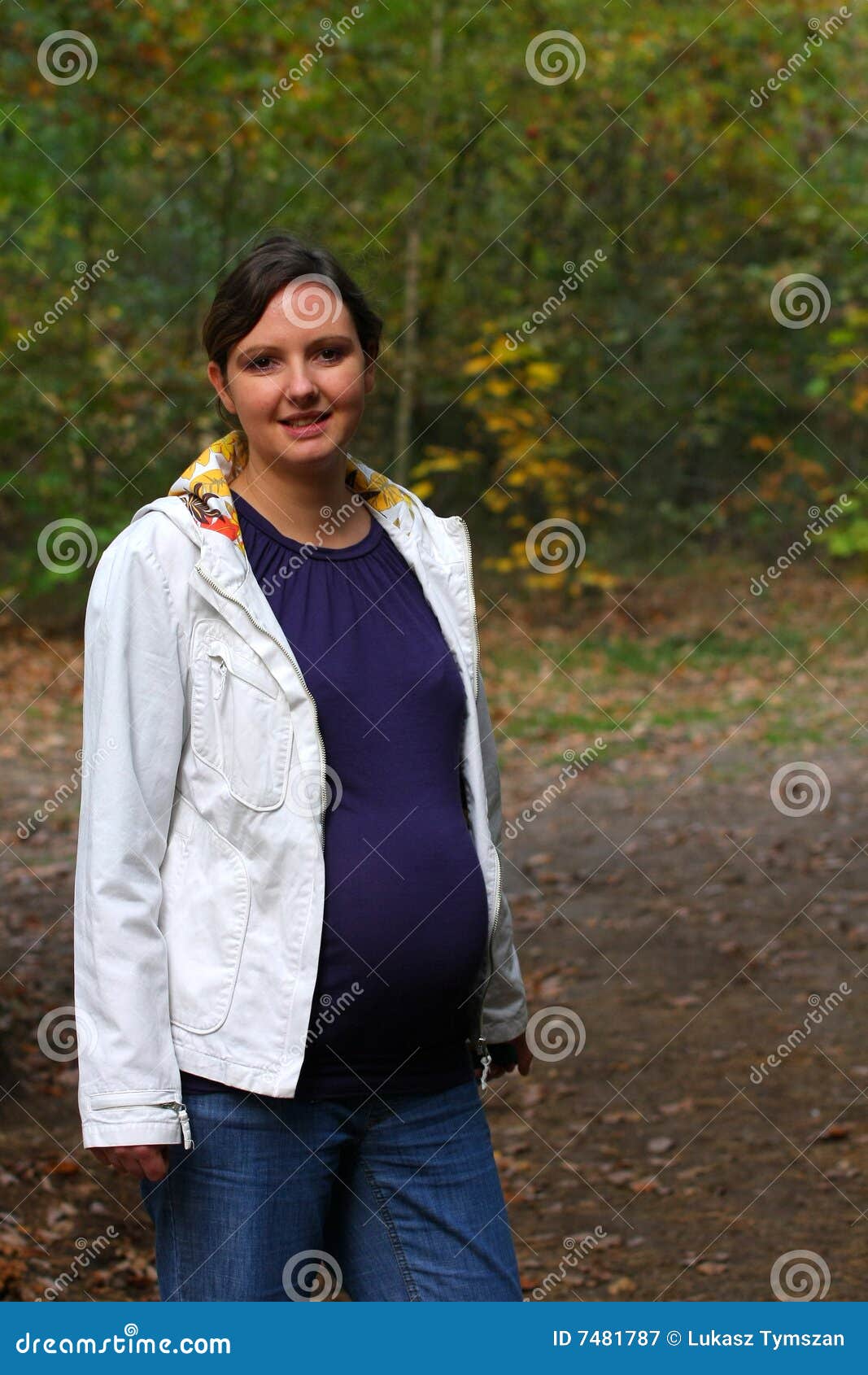 Pregnant lady in the park stock image. Image of look, woods - 7481787