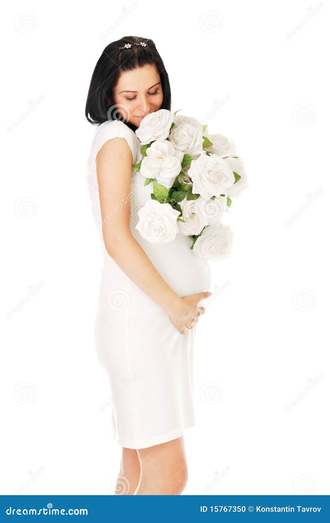 Pregnant with roses stock photo. Image of mama, care 15767350