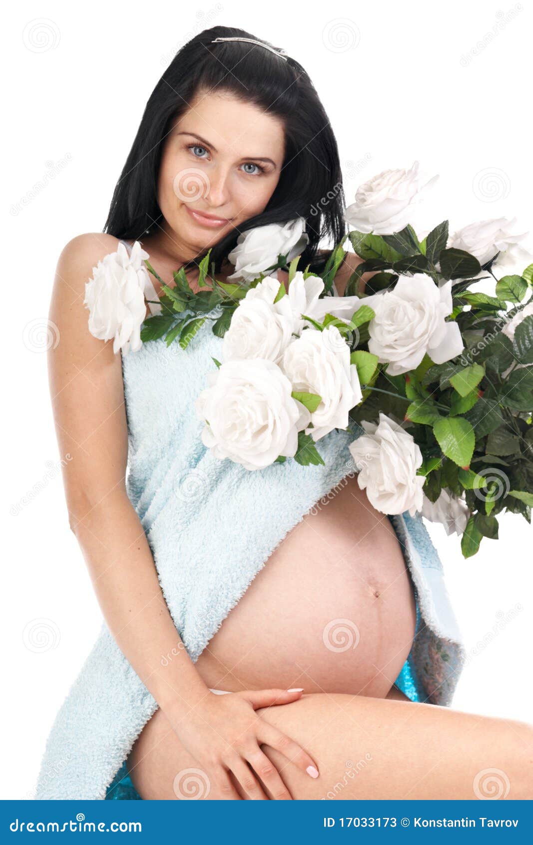 Pregnant with roses stock image. Image of adult, smiling 17033173