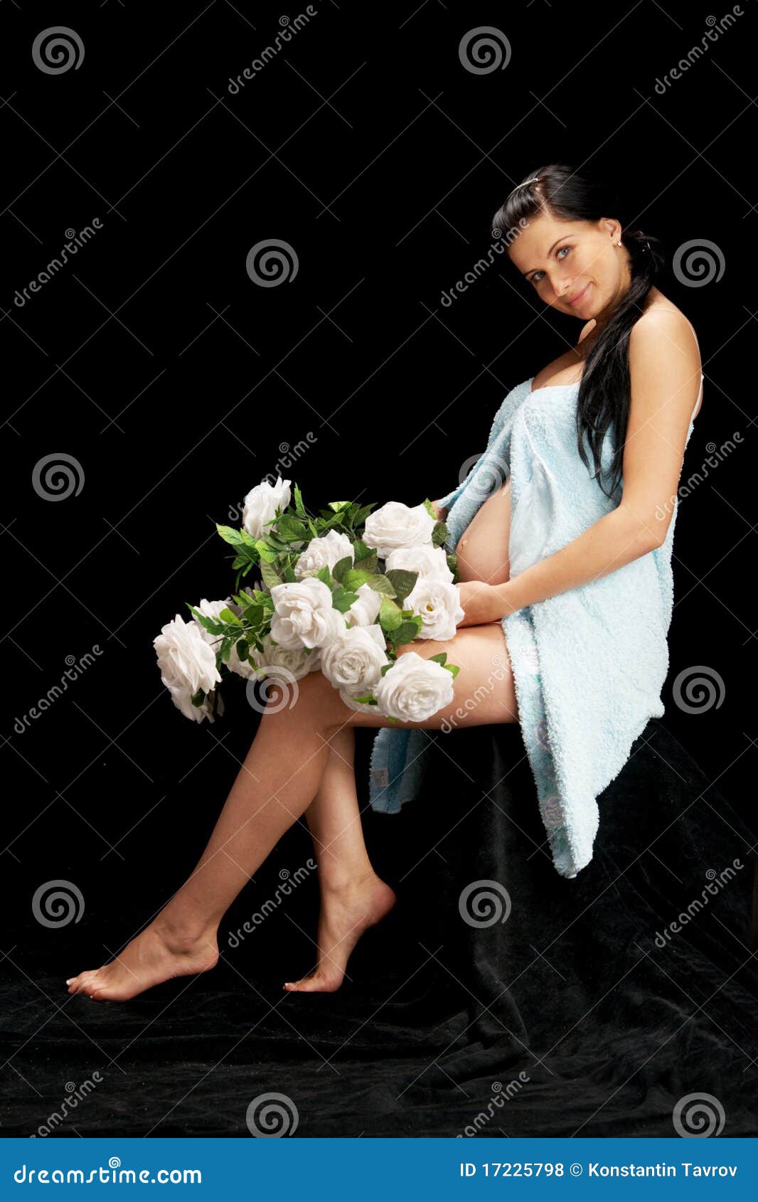 Pregnant with roses stock photo. Image of portrait, mother 17225798
