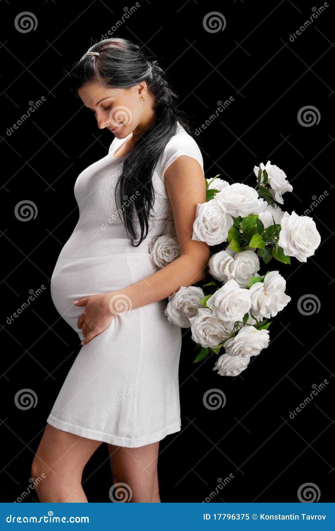 Pregnant with roses stock image. Image of black, mama 17796375