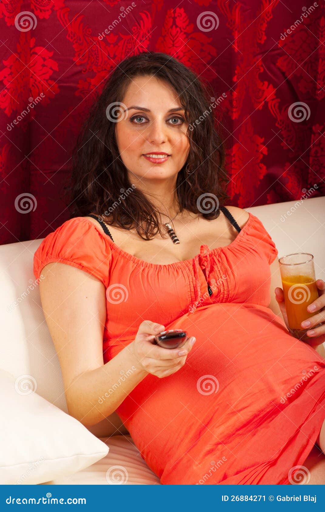Pregnant watching tv stock image. Image of house, fresh 26884271