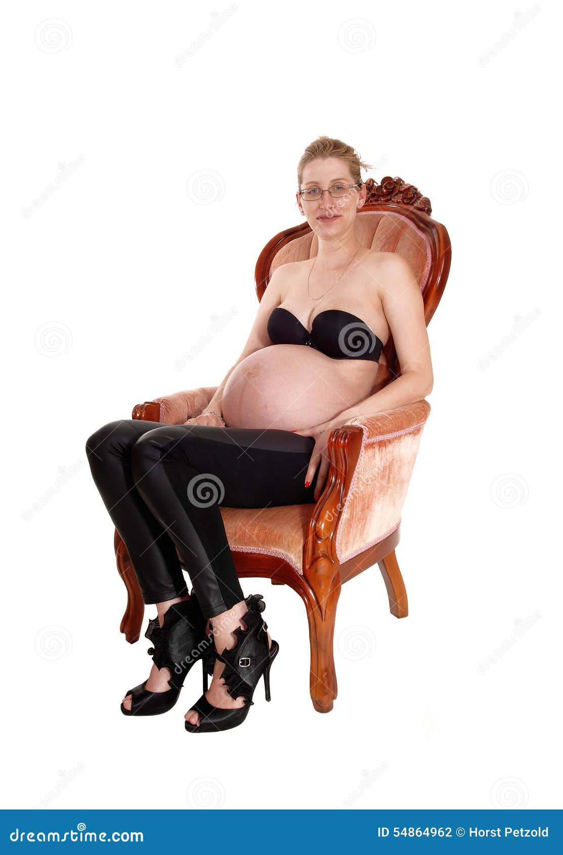 Pregnant White Woman In Armchair Stock Photo Image Of Female