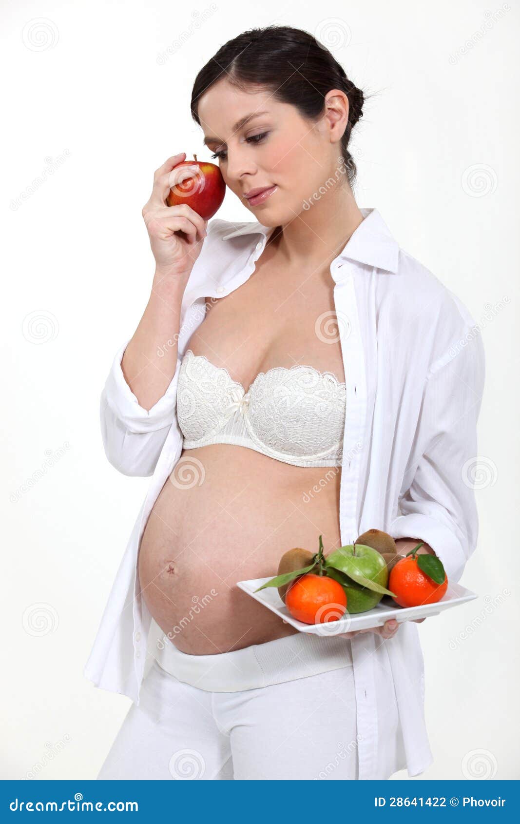 Pregnant Woman with an Apple Stock Photo Image of health, cute 28641422