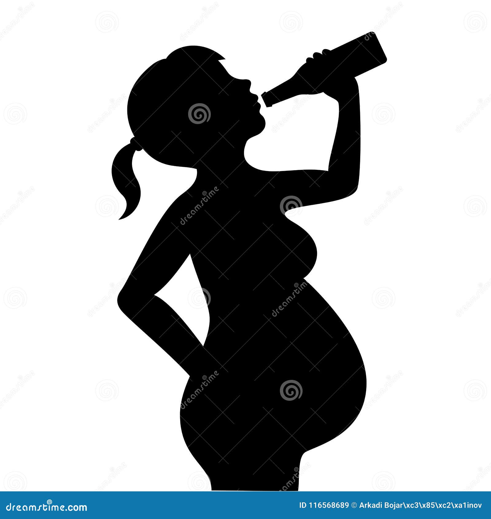 Download Pregnant Woman With Bottle Vector Silhouette Stock Vector ...