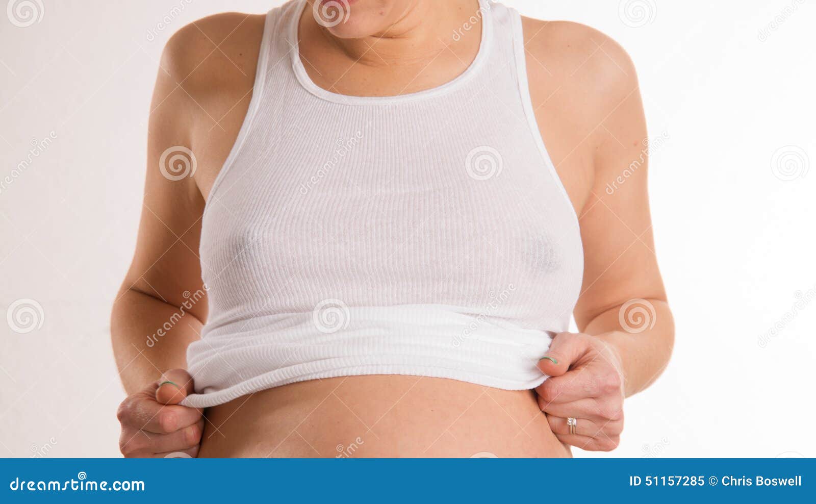Rengør rummet Rundt og rundt Balehval Pregnant Woman Braless Breasts Wearing White Wife Beater Tank Top Stock  Image - Image of frontal, gorgeous: 51157285