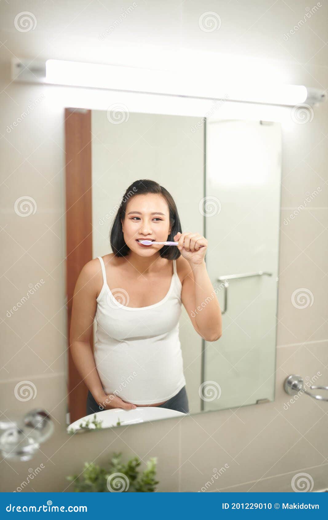 Pregnant Woman Brushing Her Teeth Stock Photo Image of healthy, tummy