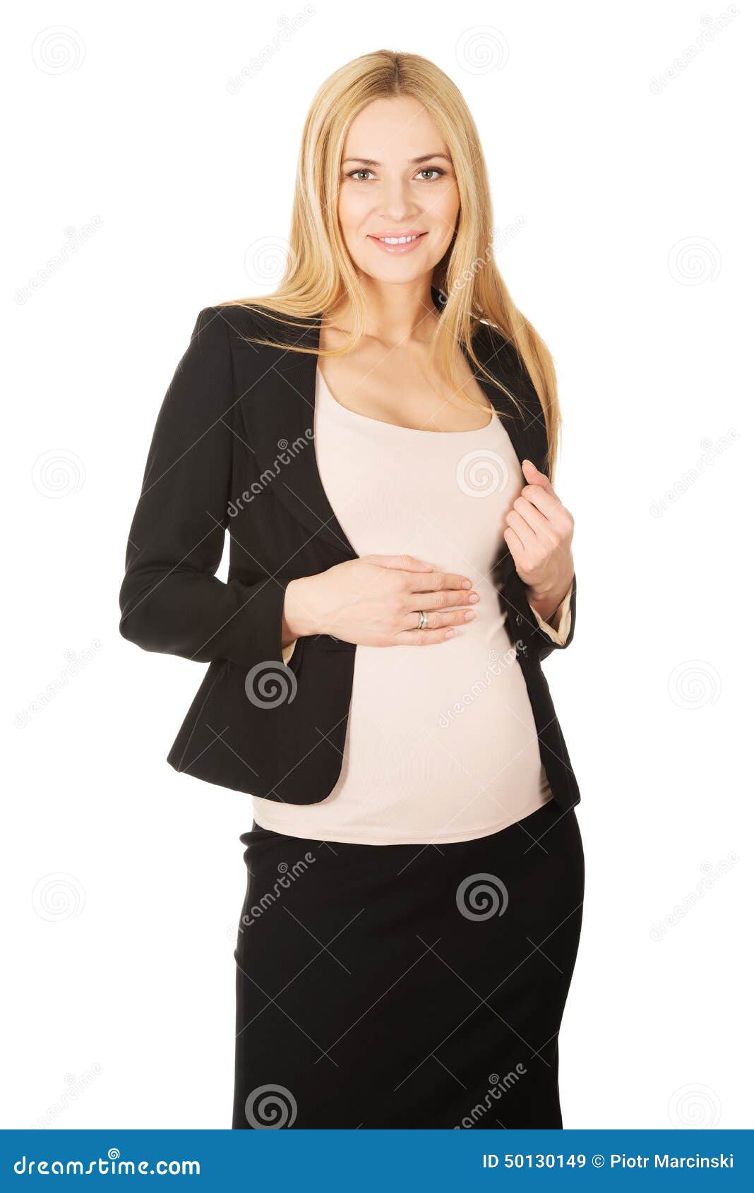 Pregnant Woman in Business Suit. Stock Image - Image of people, care ...