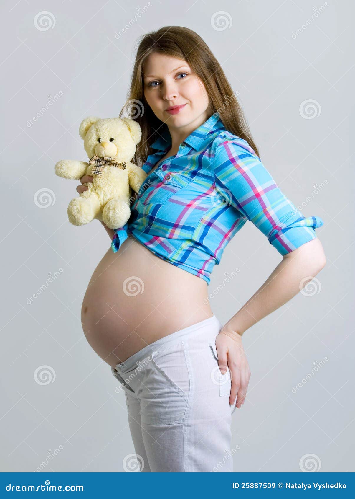 Pregnant Woman Caressing Her Belly Stock Image Image Of Human Bear
