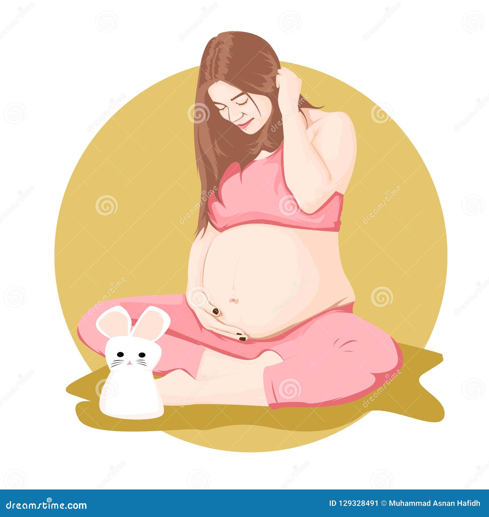Pregnant woman cartoon stock illustration. Illustration of character -  129328491