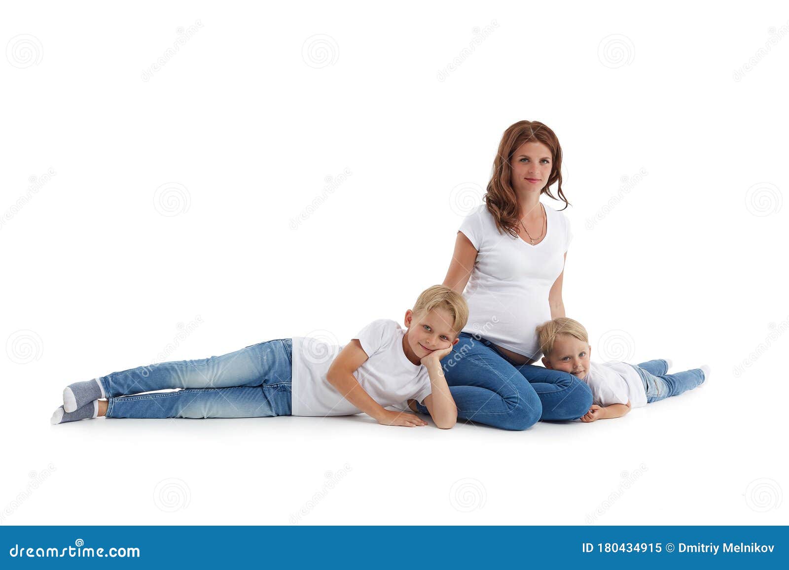 Pregnant Woman With Children Stock Image - Image of group ...