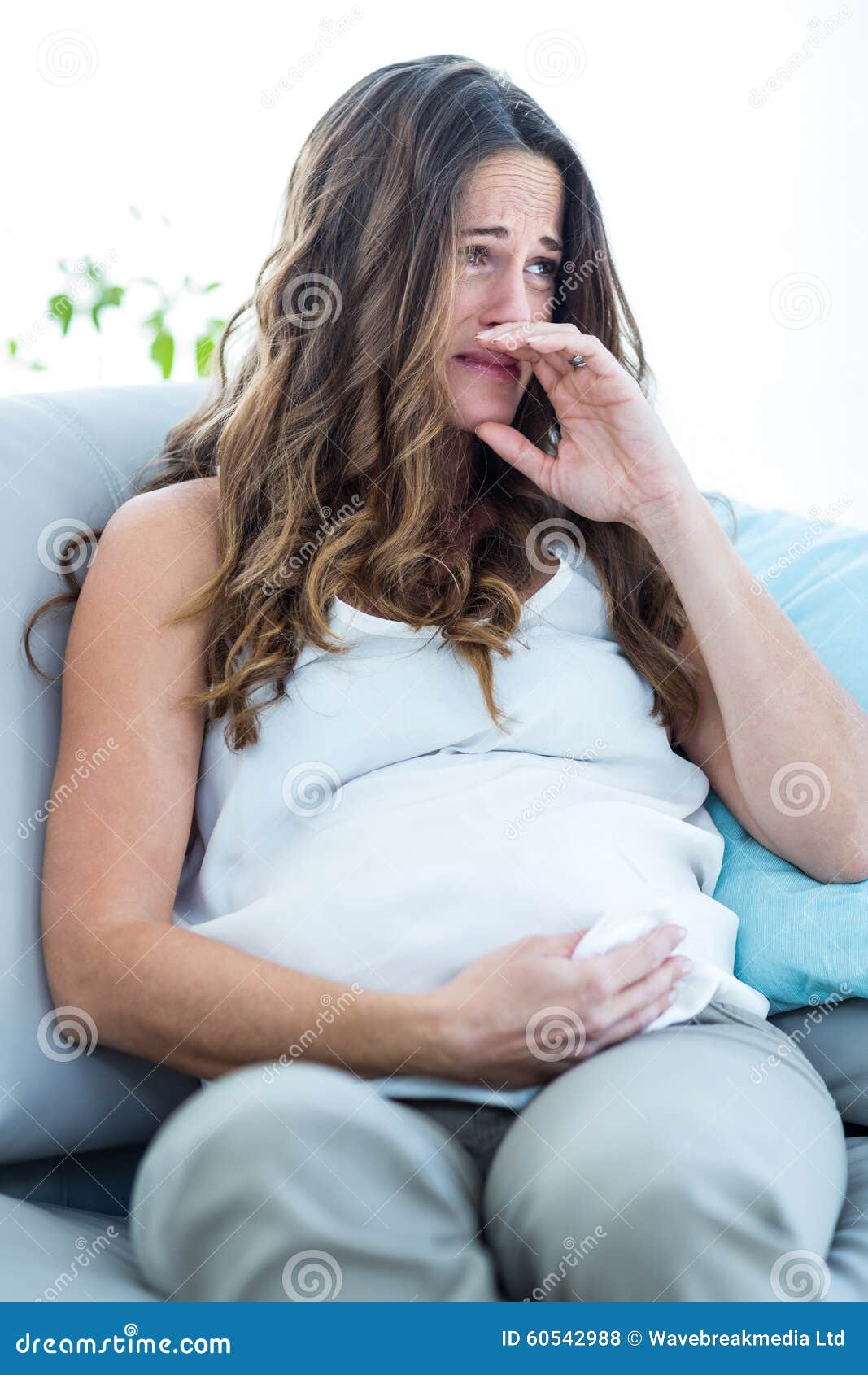 Pregnant Woman Crying at Home Stock Photo - Image of home, hair: 60542988