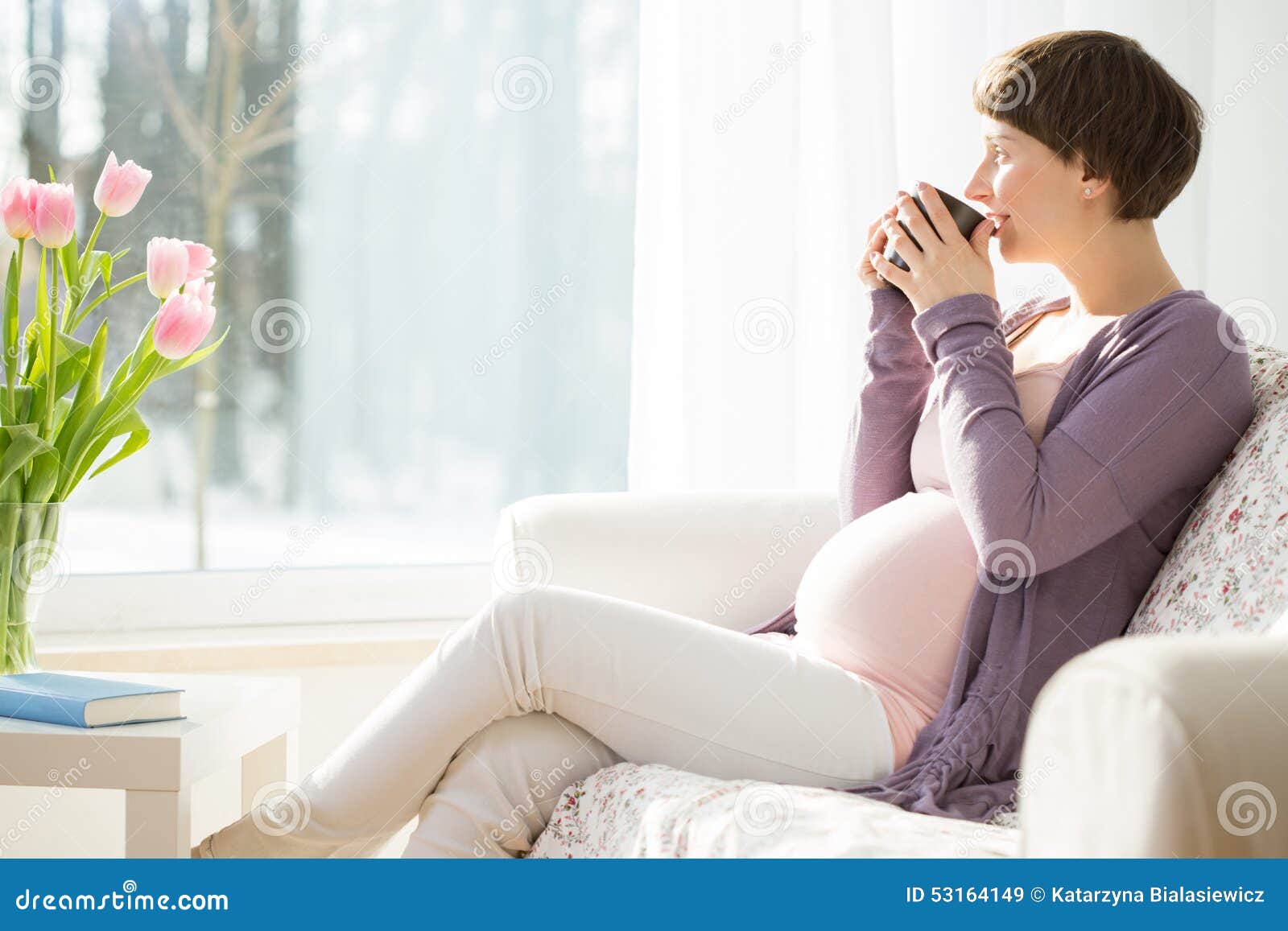 Pregnant Woman Drinking Tea Stock Image Image of birthing, mother