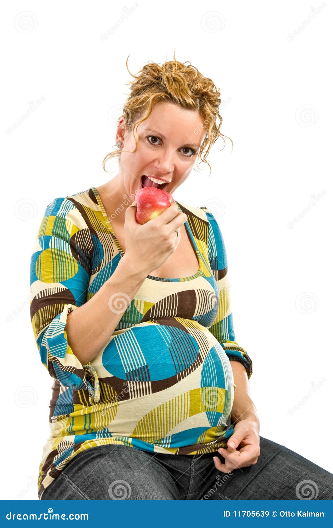 Pregnant Woman Eating Apple Stock Image Image of child, blonde 11705639
