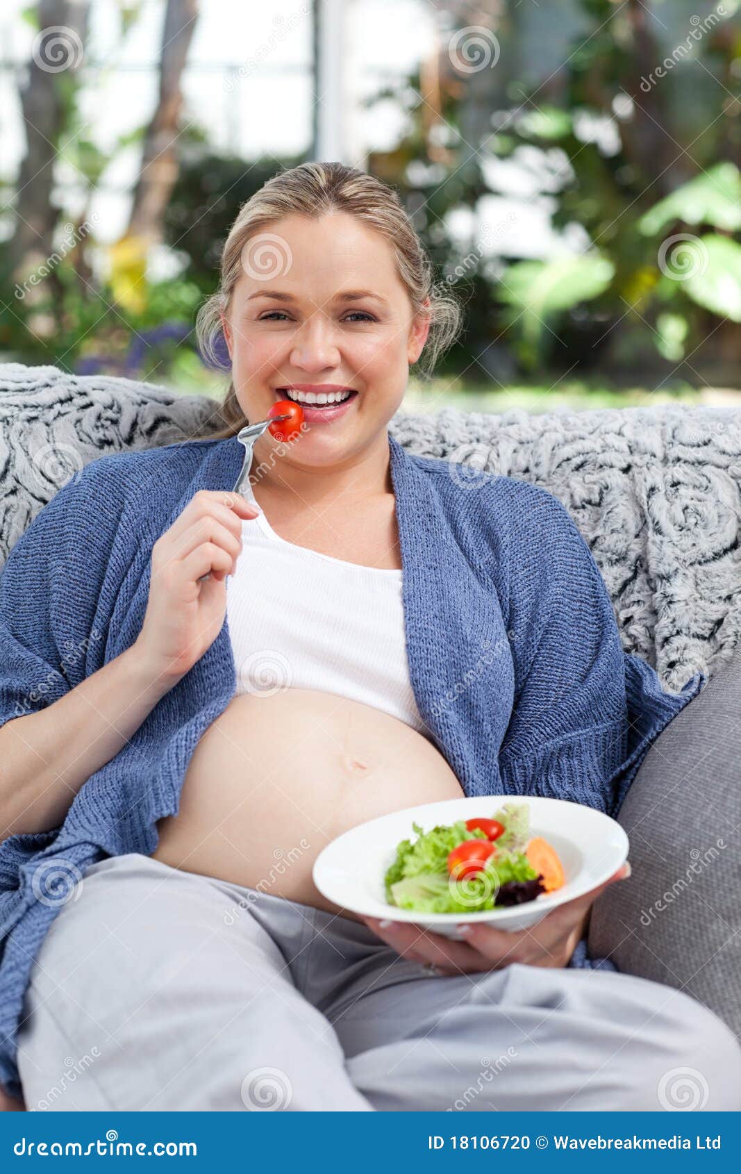 Pregnant Woman Eating Vegetables Stock Photo - Image of ...