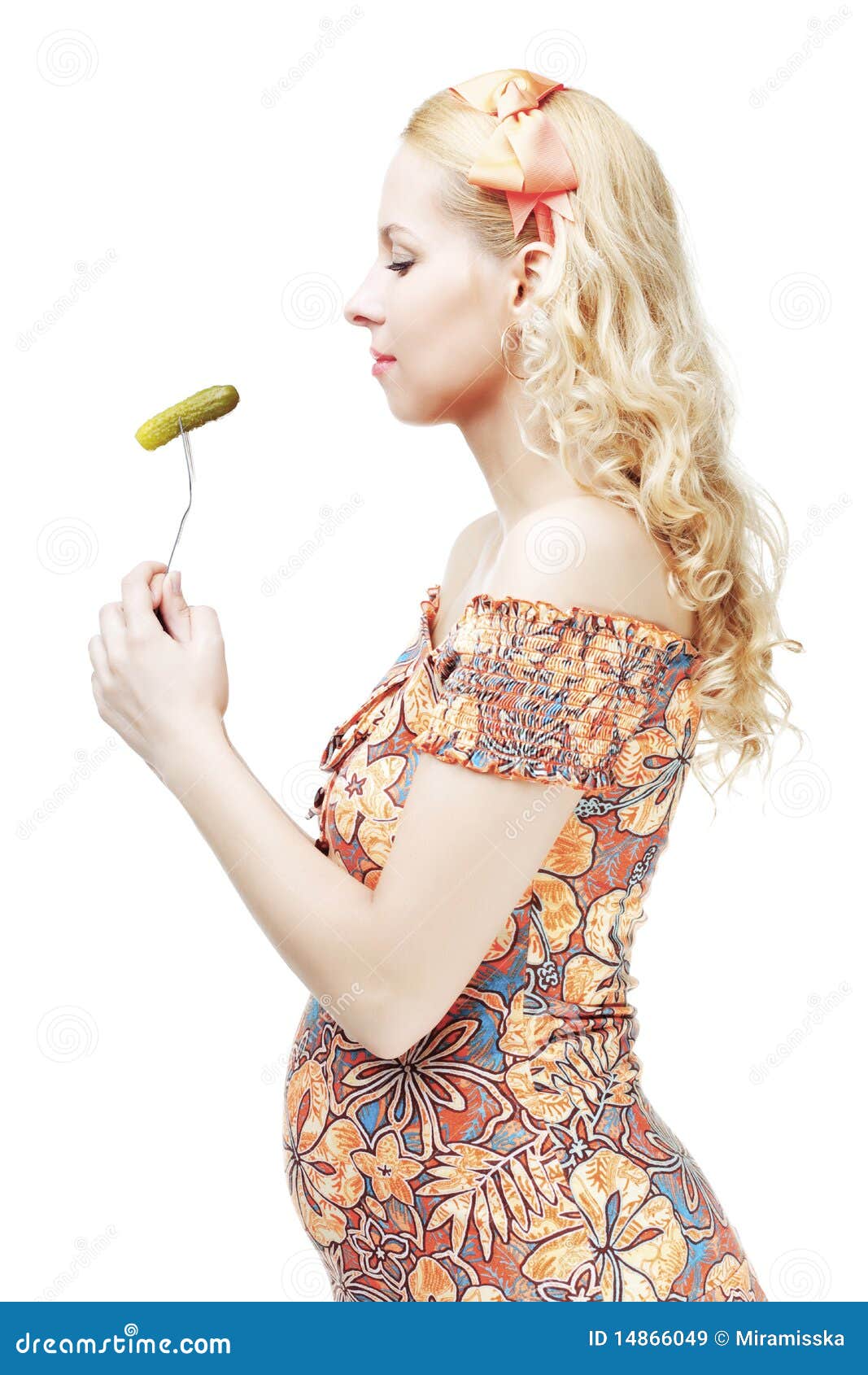 Pregnant Woman Eats Pickled Cucumber Stock Image Image of hungry, family 14866049