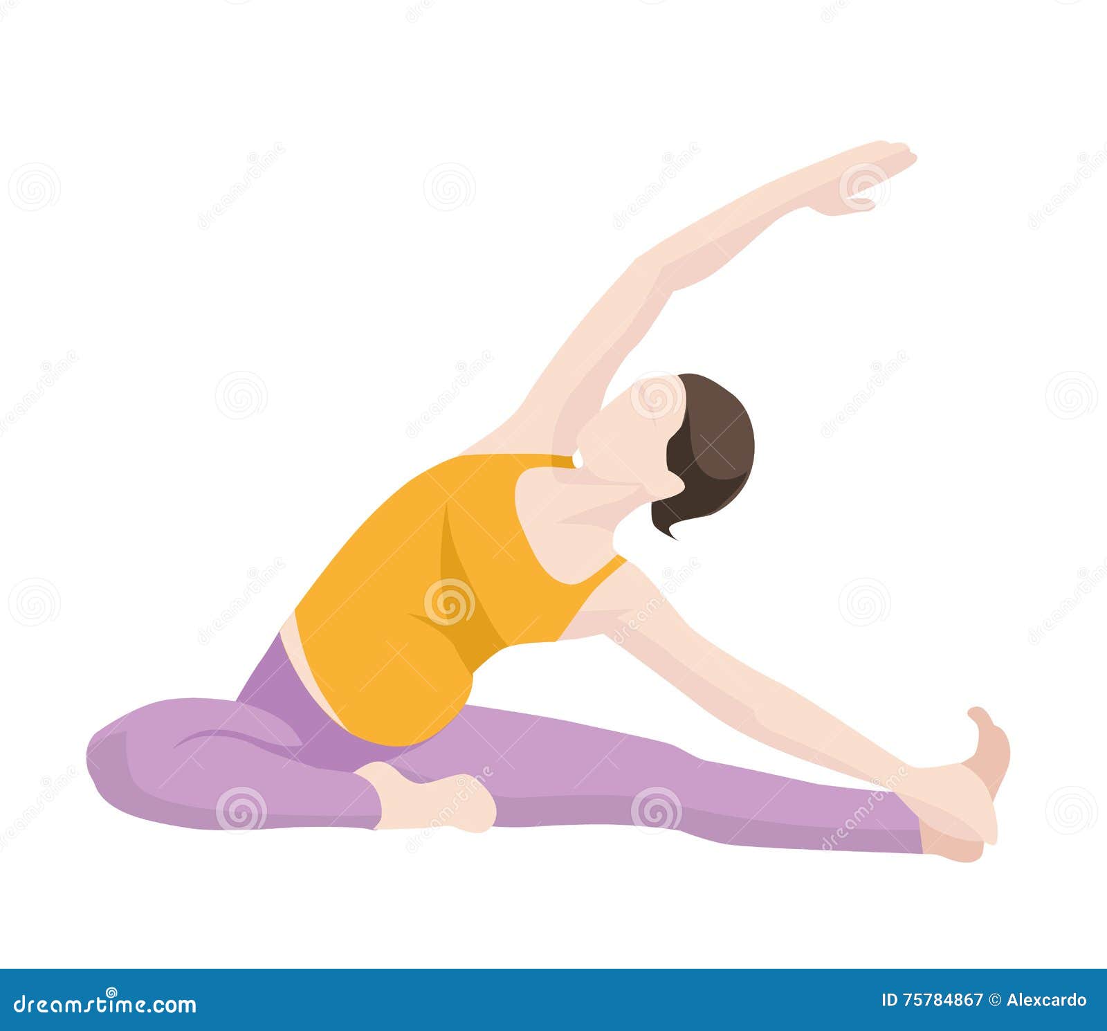 Pregnant Woman Exercise, Yoga, Planking Or Stretching Stock Vector ...