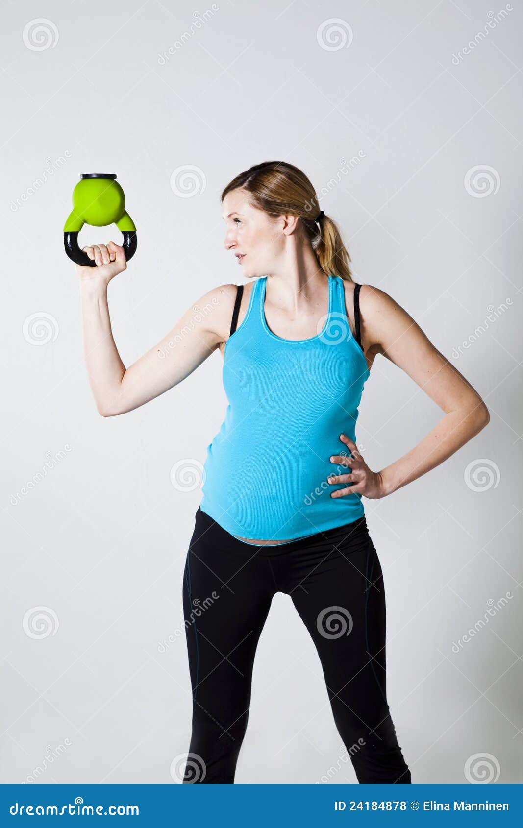 Pregnant Woman Exercising with Kettlebell Stock Photo Image of