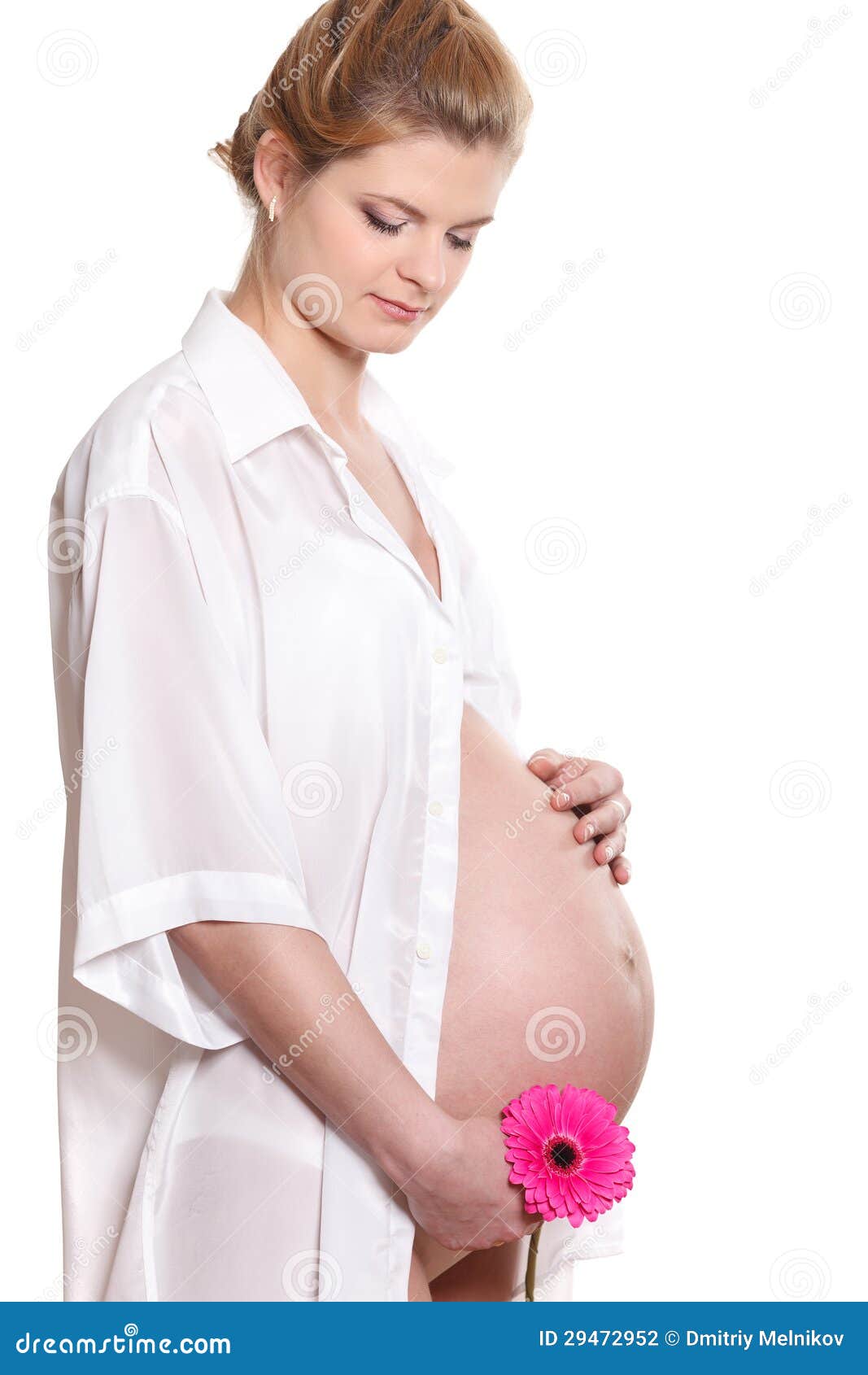 Pregnant woman with flower stock photo. Image of hopeful 29472952