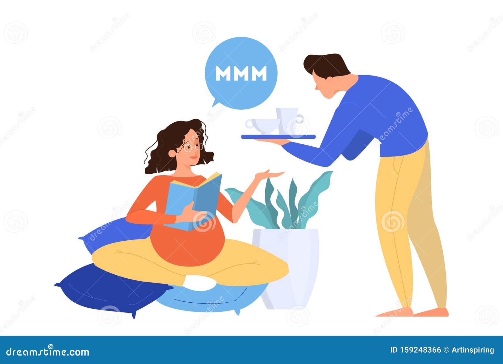 Pregnant Woman and Her Husband. Man Care about Wife Stock Vector -  Illustration of pregnant, cartoon: 159248366