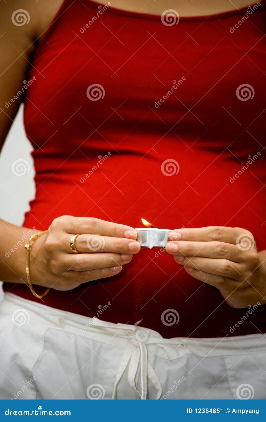 Pregnant Woman Holding Burning Candle Stock Image Image 12384851