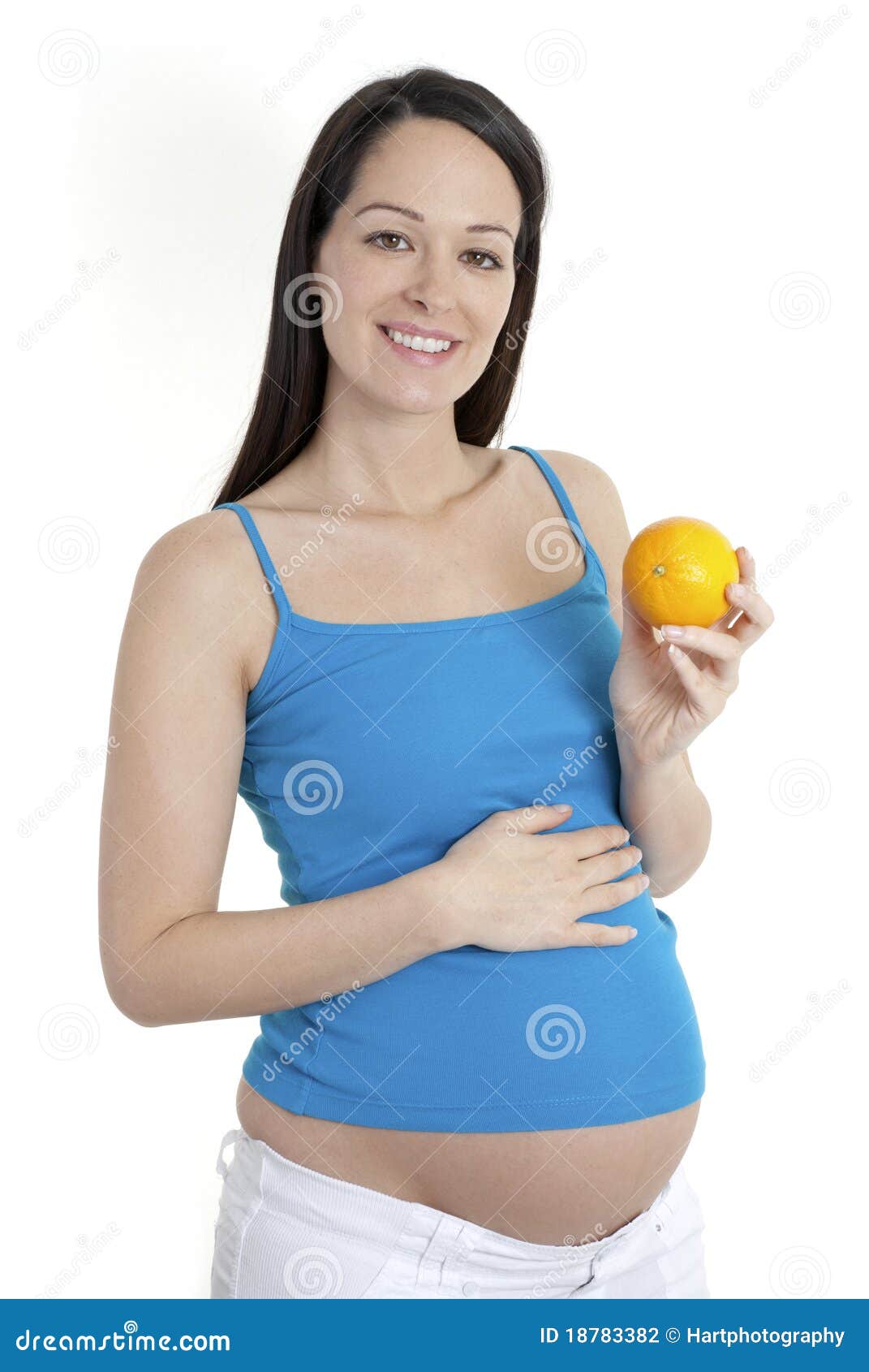 Pregnant Woman Holding Orange Stock Photo Image of eating, expectant