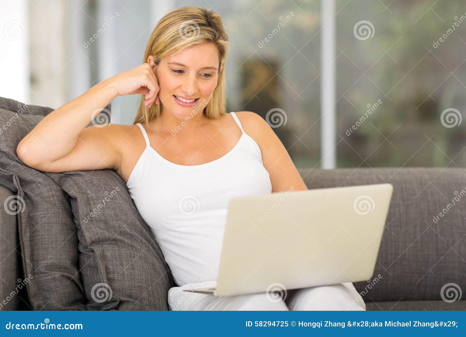 Pregnant Woman Laptop Computer Stock Image Image of attractive