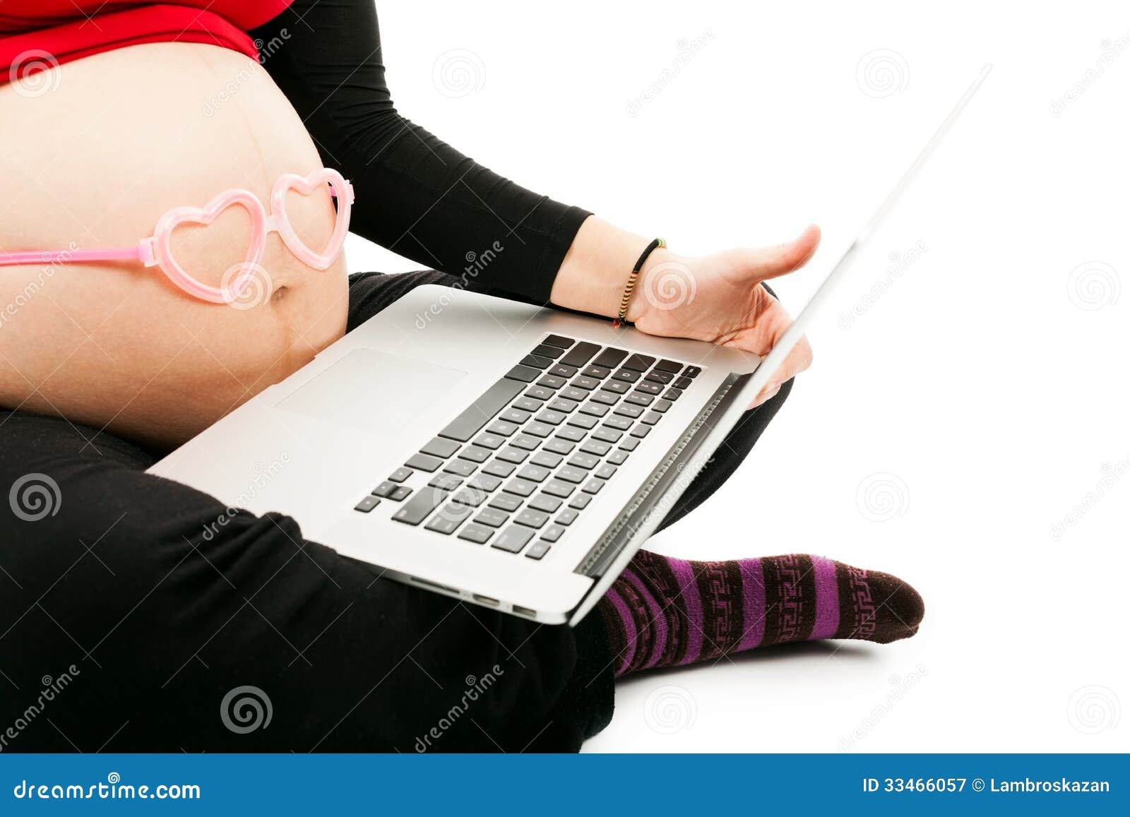 Pregnant Woman with laptop stock image. Image of happy ...