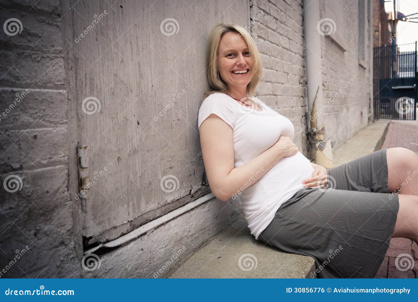 Pregnant Woman Laughing stock photo. Image of hair, expectant - 30856776