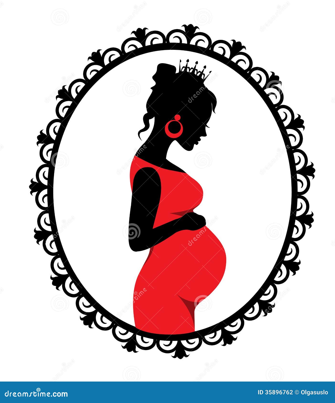 Pregnant Woman In A Patterned Frame Stock Illustration 