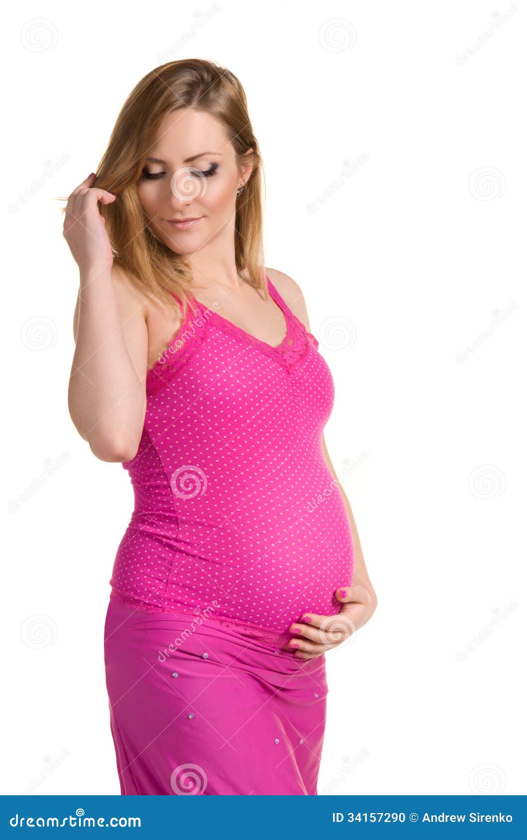Pregnant Woman In Pink Dress Stock Photo - Image: 34157290