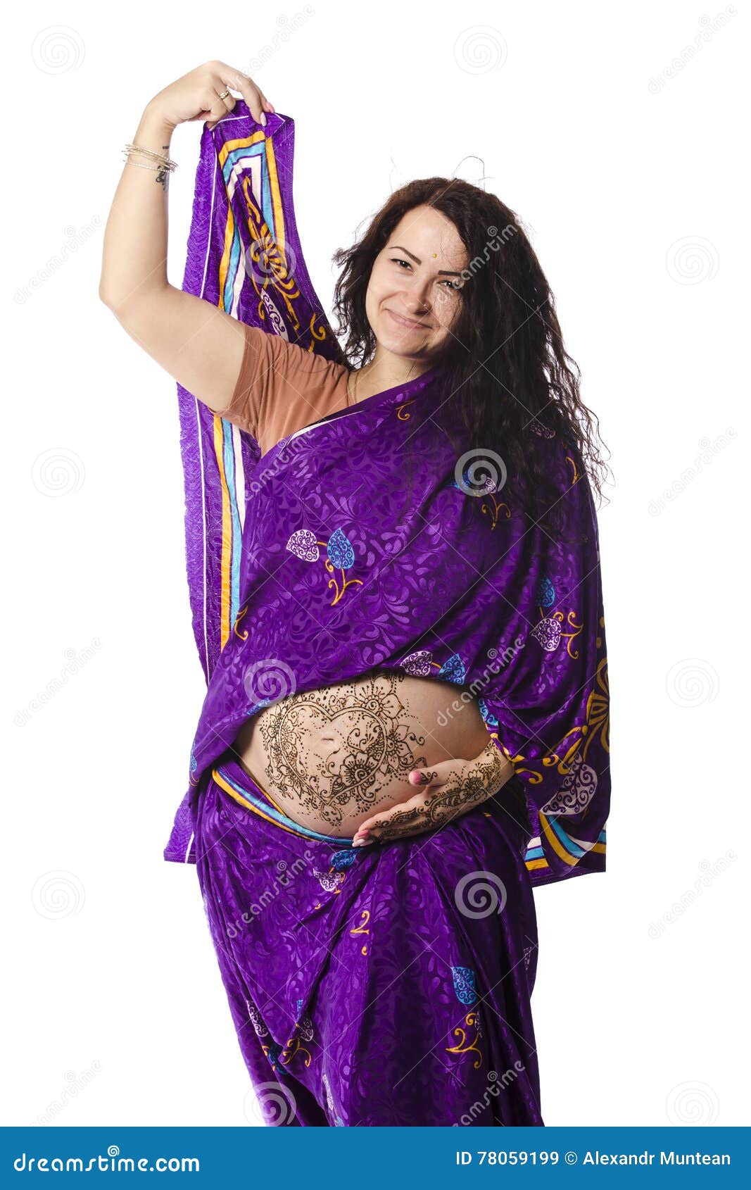 Pretty Pregnant Woman Is Wearing Indian Sari Dress In Blossom Garden Stock  Photo, Picture and Royalty Free Image. Image 55656429.