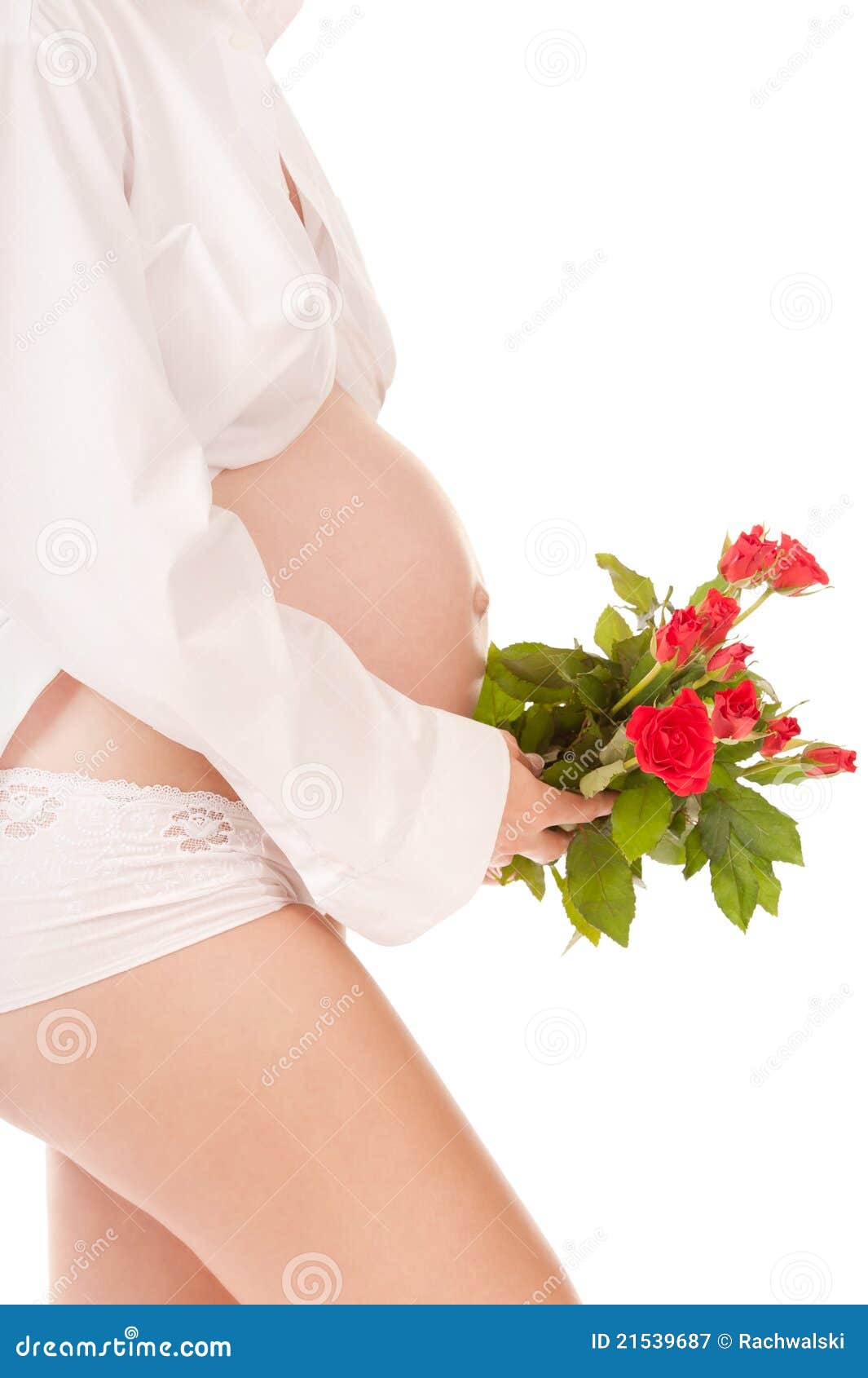 Pregnant Woman with Red Roses Stock Image Image of expecting, woman