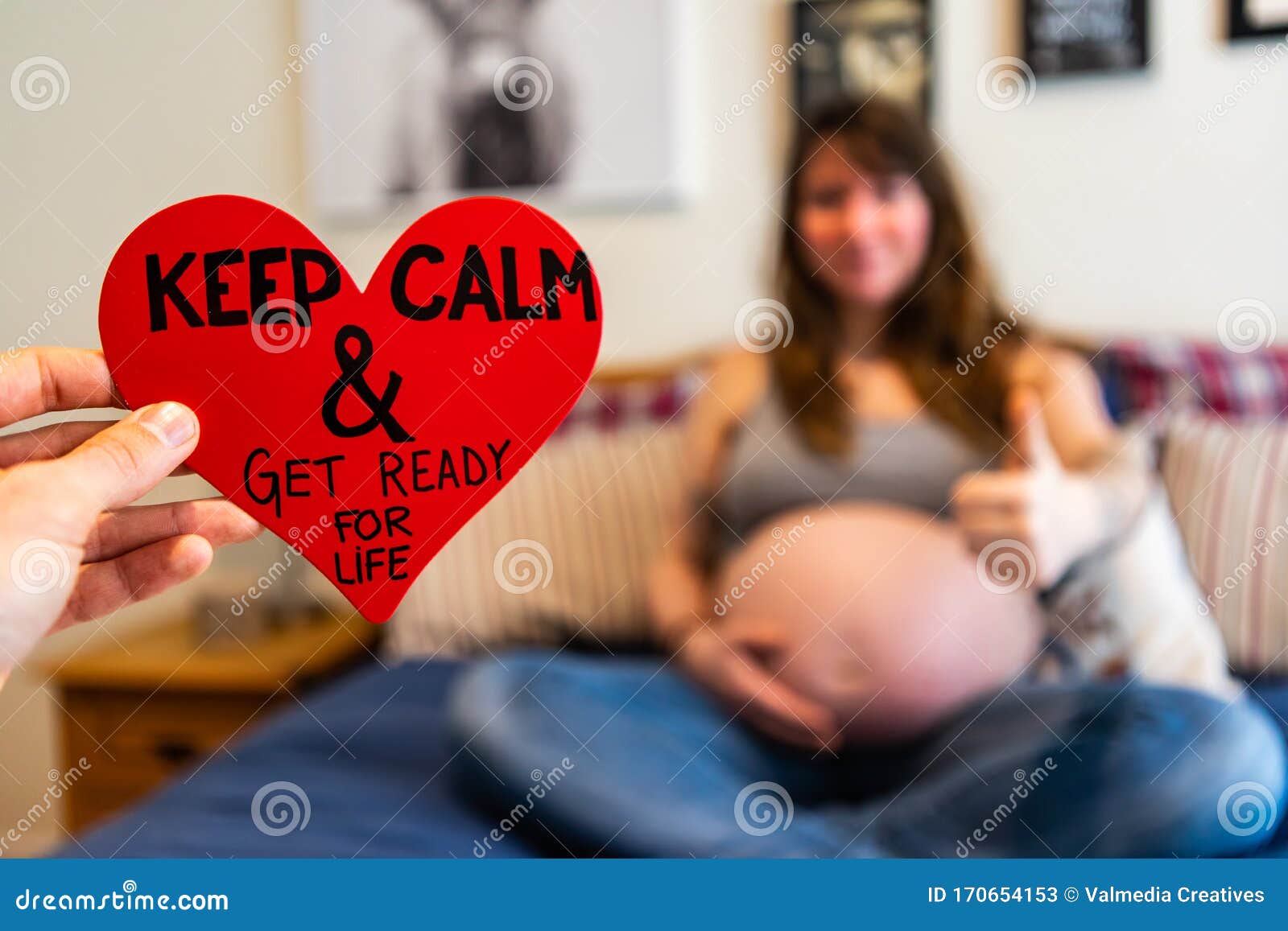 Pregnant Woman And Red Valentines Heart Stock Image Image Of Heavily Message 170654153