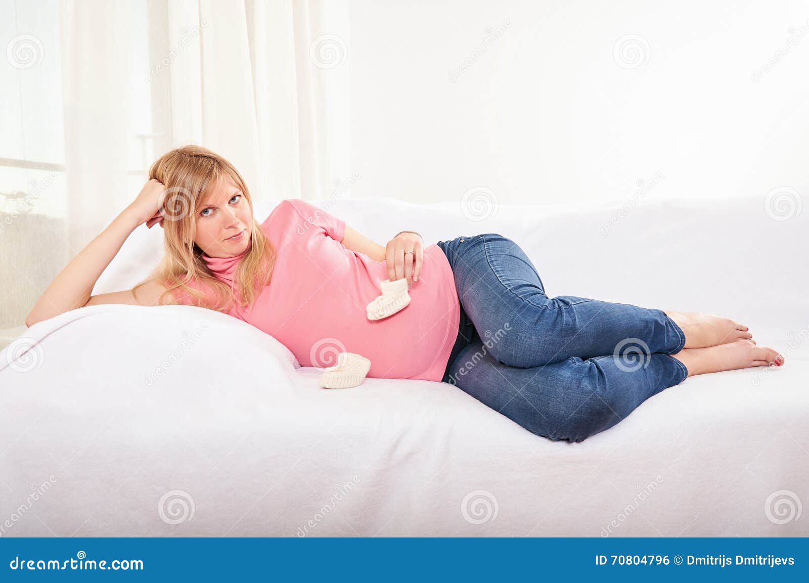 Pregnant Woman Relaxing at Home on the Couch Stock Photo Image of