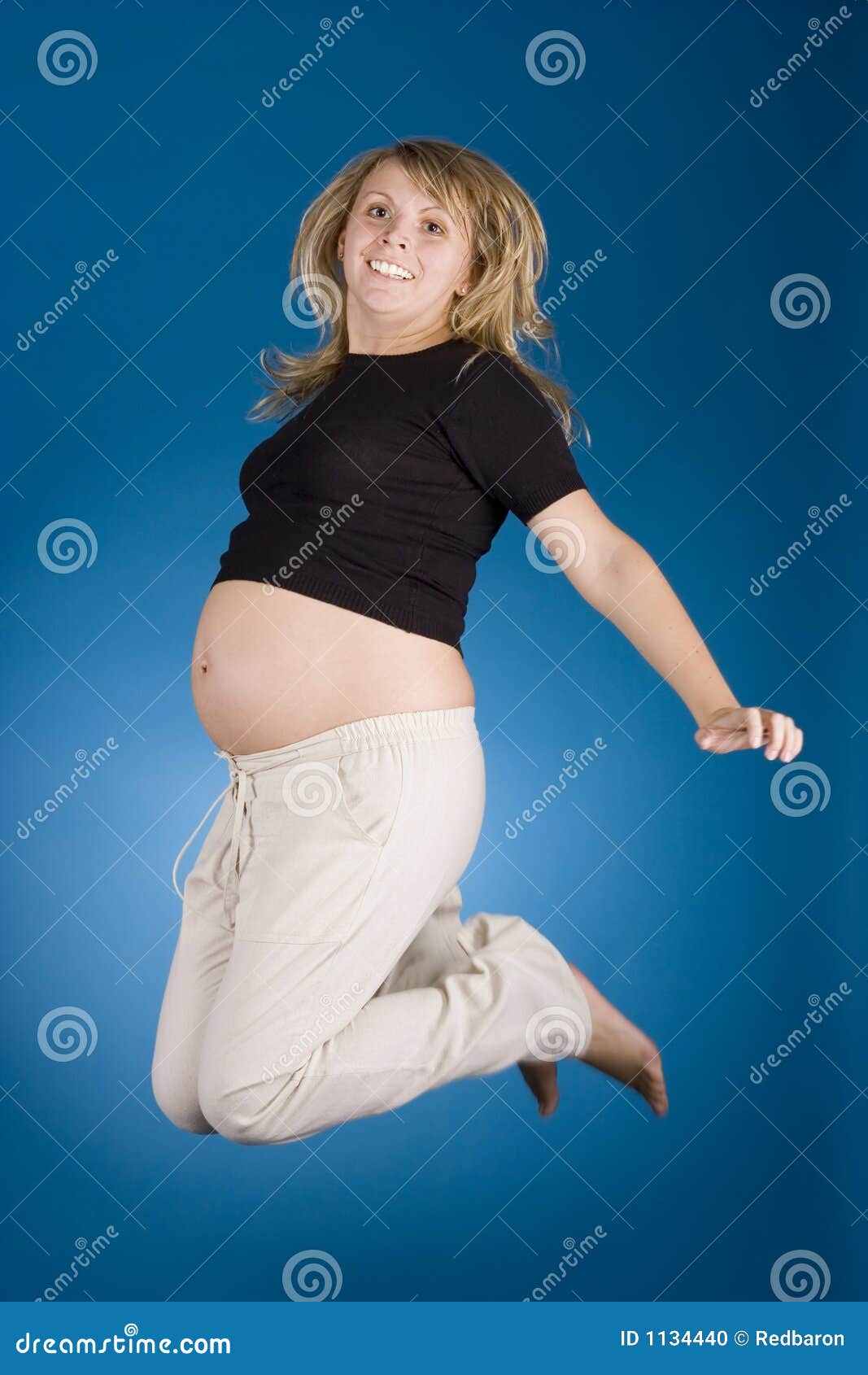 Pregnant woman s jump stock photo. Image of girl, drift 1134440