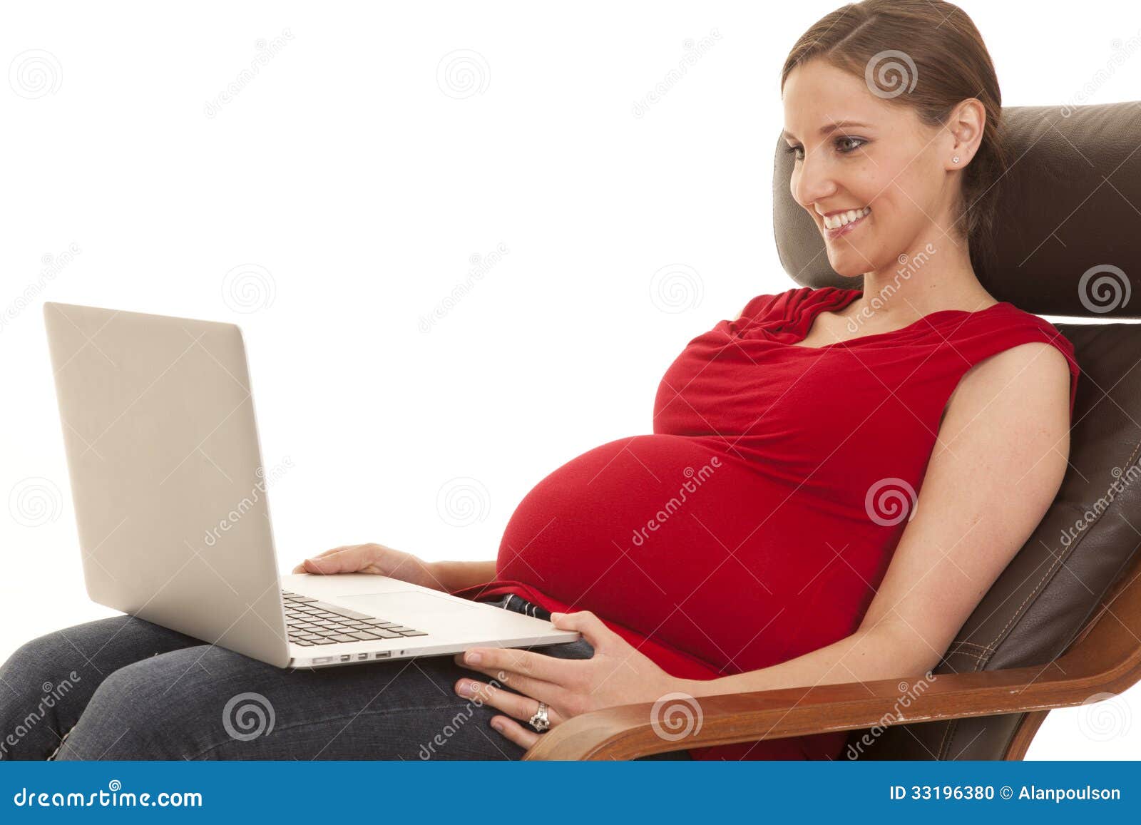 Pregnant Woman Sitting Office Chair Touching Belly Stock Photo by  ©HayDmitriy 275243902