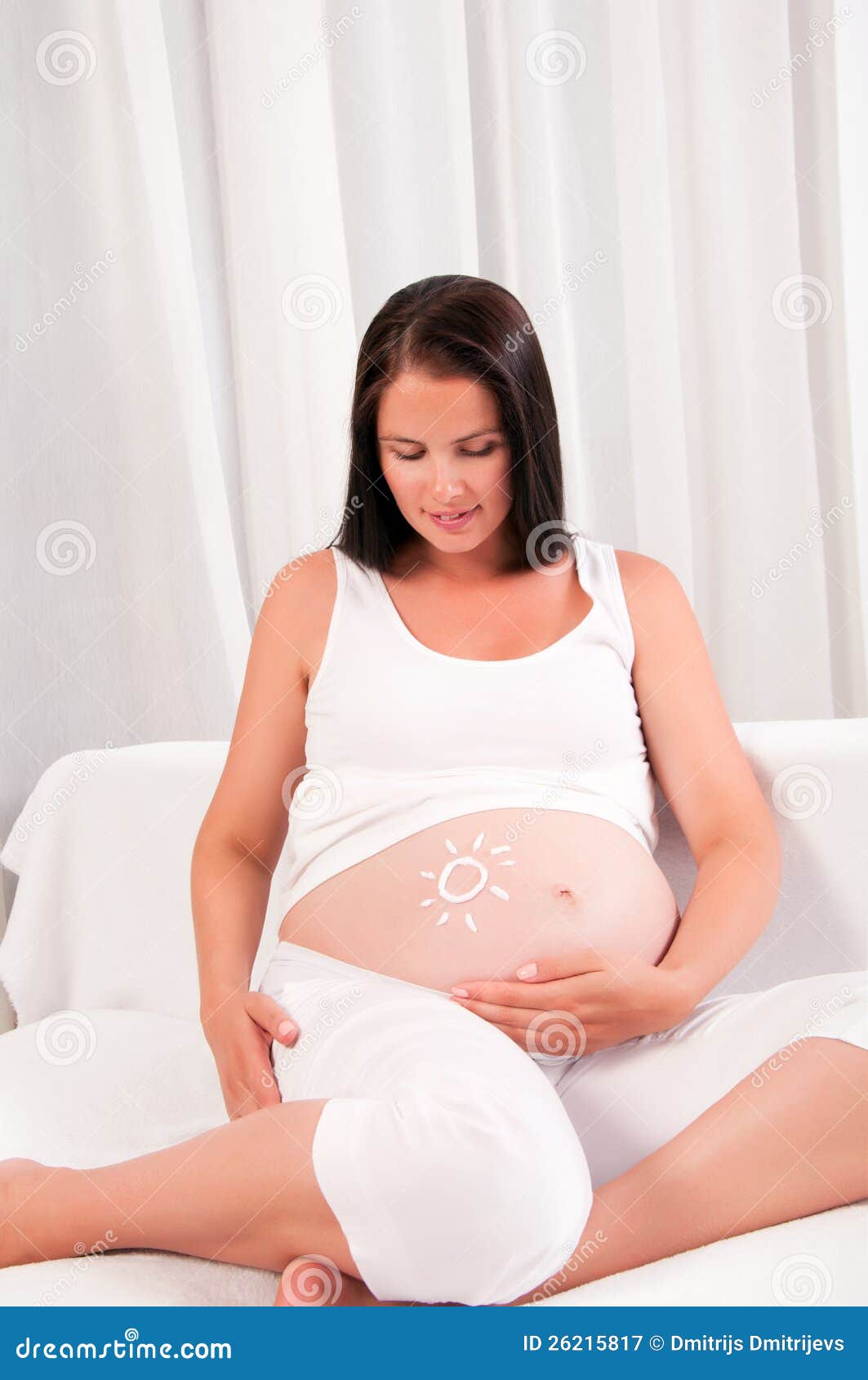 Pregnant Woman on Sofa at Home Stock Image Image of girl
