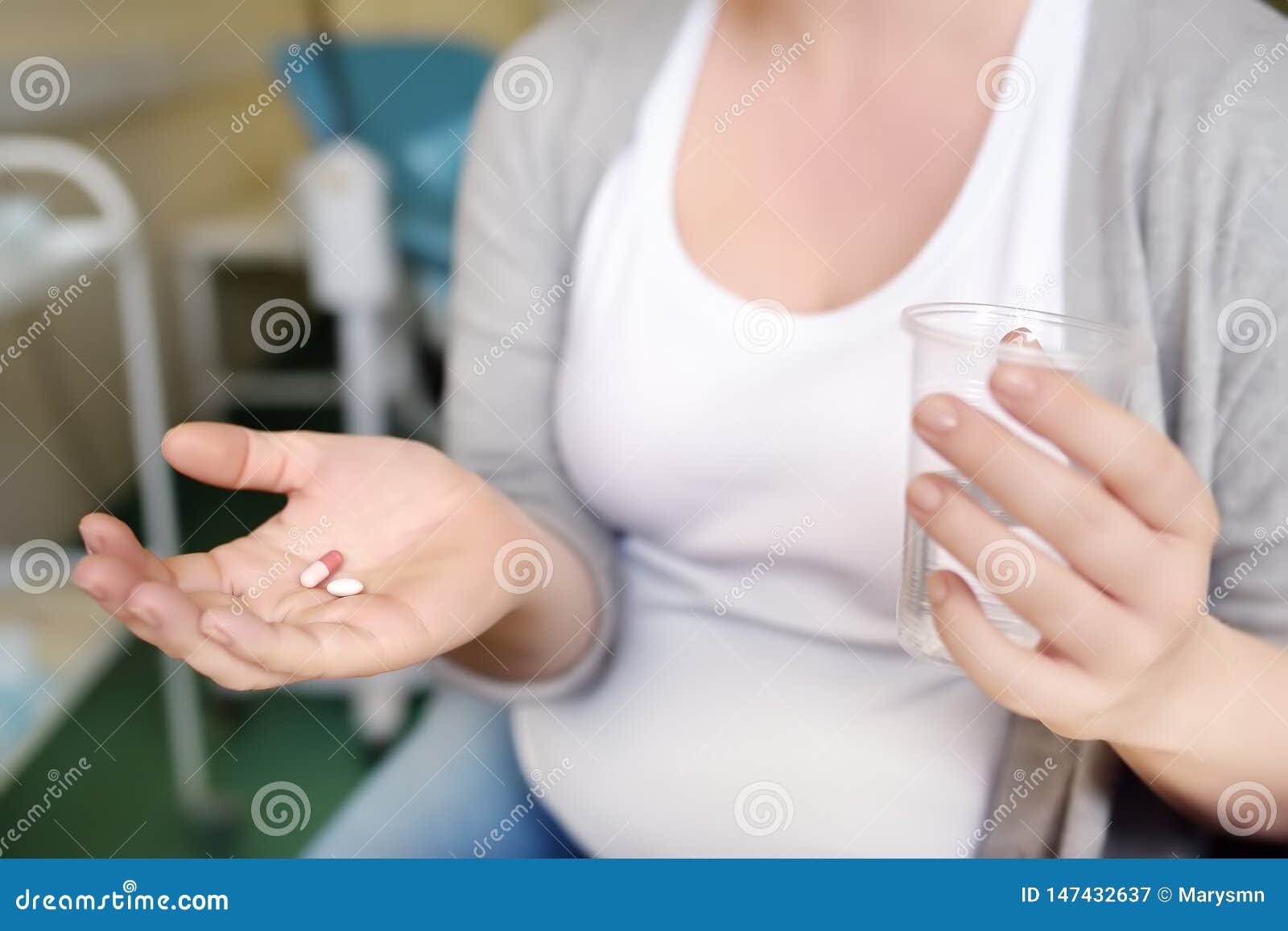 Pregnant Woman Taking A Pills. Medical Insurance ...