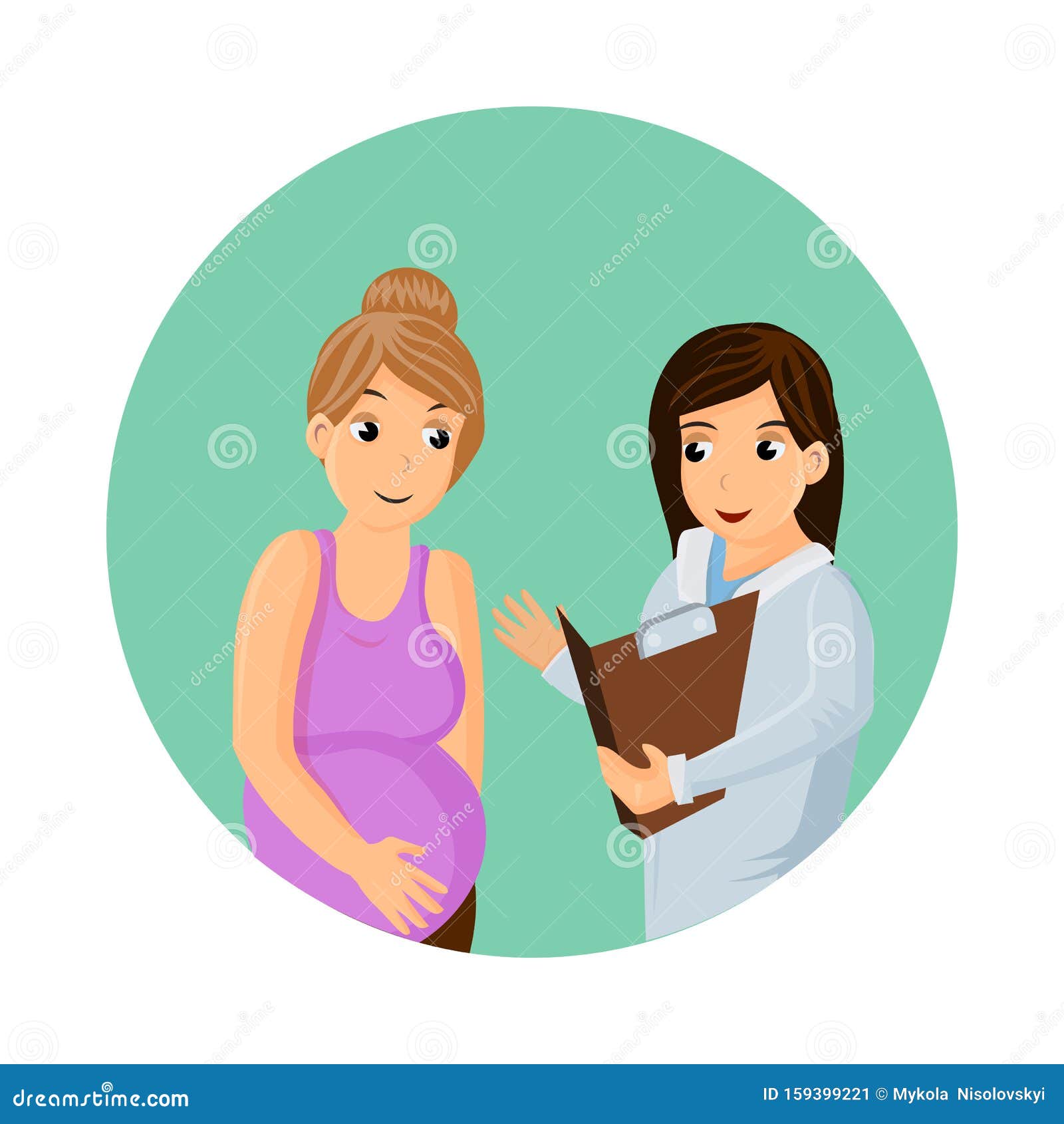 Pregnant Woman Visiting Doctor Vector Illustration Stock Vector