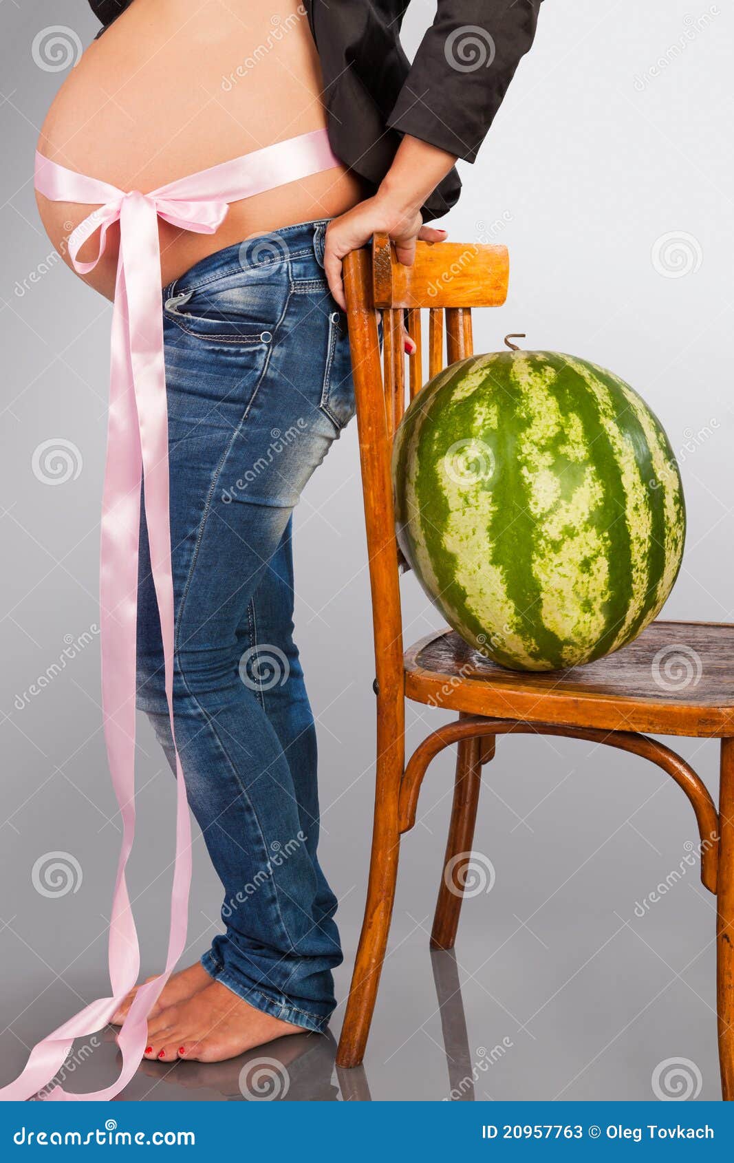 The Pregnant Woman and Watermelon. Stock Image Image of baby, belly