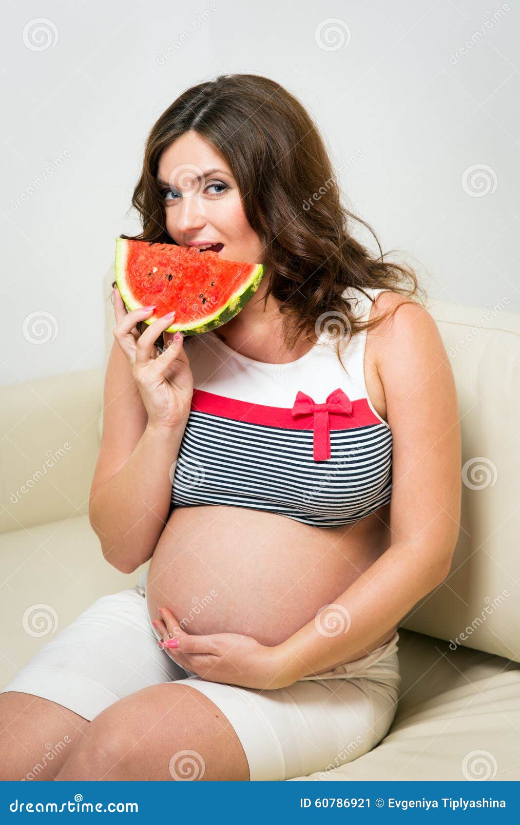 Pregnant Woman with Watermelon Stock Image Image of motherhood