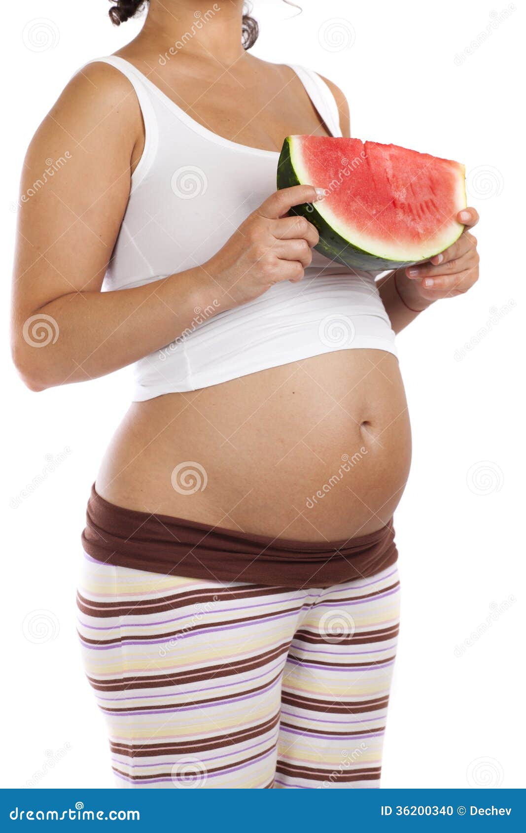 Pregnant Woman with Watermelon Stock Photo Image of love, maternity